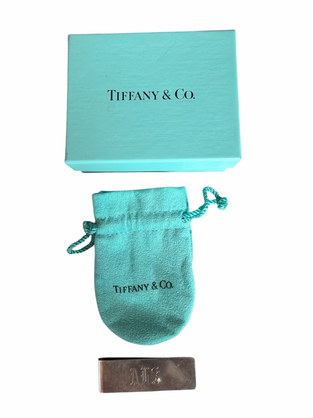 Tiffany & Co. Sterling Silver Money Clip Engraved with Initials
